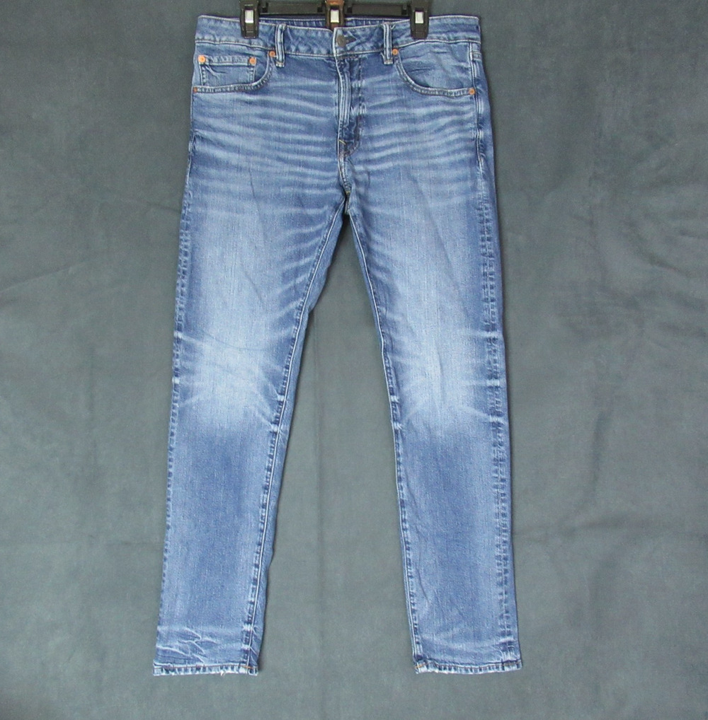 American Eagle Jeans Mens 34X34 Blue Flex Slim Straight Western Cowboy Moto Punk